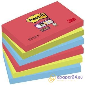 KARTECZKI POST-IT SUPER STICKY 76x127mm MIX KOLOR (6x90)