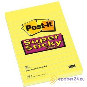 KARTECZKI POST-IT SUPER STICKY 102x152mm ŻÓŁTE (75)