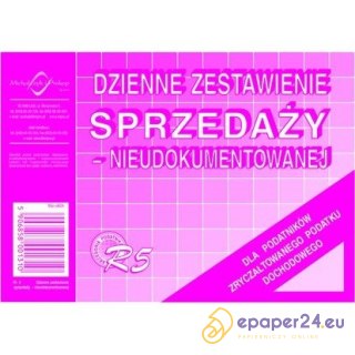DZIENNE ZESTAWIENIE SPRZEDAŻY (NIEUDOKUMENTOWANEJ)