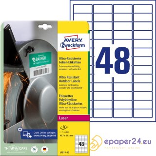 ETYKIETY A4 AVERY 45,7*21,2mm POLIETYLEN BIAŁE (10)