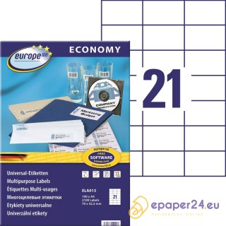 Etykiety Europe100 A4 70x42.3mm białe (100)
