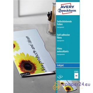 FOLIA A4 AVERY 0,17mm PRZEZROCZYSTA (50) ATRAMENT.
