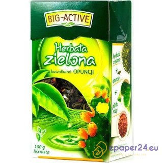 Herbata Big-Active 100g zielona z kawałkami opuncji