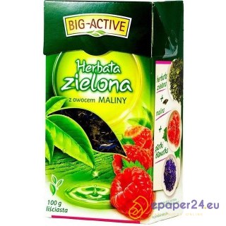 Herbata Big-Active 100g zielona z owocem maliny