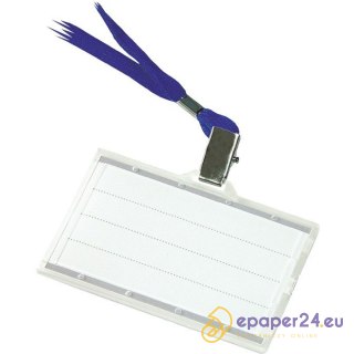 Identyfikator Donau 85x50mm z taśmą niebieską