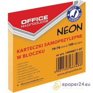 Karteczki Office Products 76x76mm pomarańczowe (100)