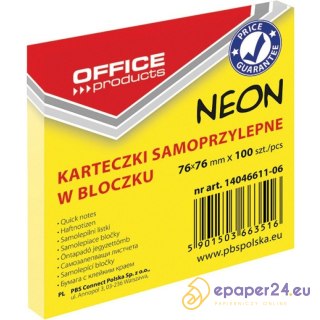 Karteczki Office Products 76x76mm żółte (100)