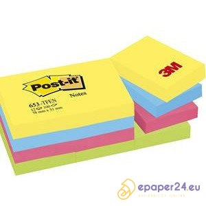 Karteczki Post-it 38x51mm (653-TFEN) mix kolorów (12x100)