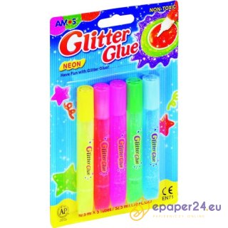 KLEJ Z BROKATEM AMOS 10,5ml*5 KOLORÓW