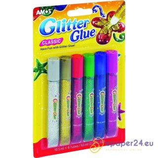 KLEJ Z BROKATEM AMOS 10,5ml*6 KOLORÓW