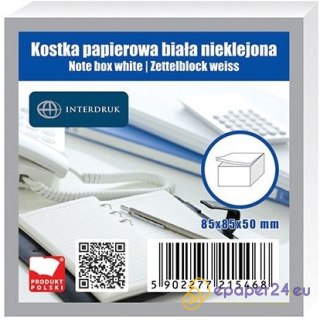 KOSTKA PAPIEROWA 85x85x50mm NIEKLEJONA BIAŁA