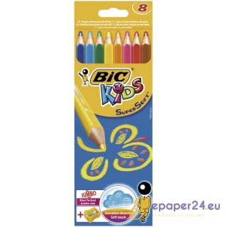 KREDKI BIC SUPERSOFT 8 KOLORÓW + TEMPERÓWKA