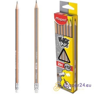 OŁÓWEK DREWNIANY MAPED BLACK'PEPS 2H Z GUMKĄ