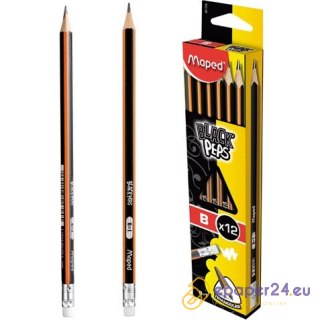 OŁÓWEK DREWNIANY MAPED BLACK'PEPS B Z GUMKĄ