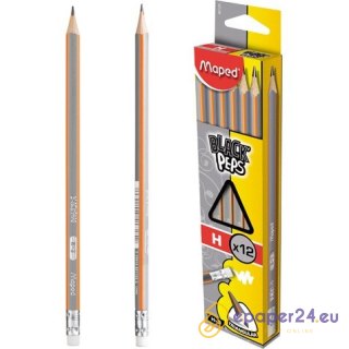 OŁÓWEK DREWNIANY MAPED BLACK'PEPS H Z GUMKĄ