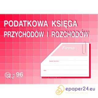 PODATKOWA KSIĘGA PRZYCHODÓW I ROZCHODÓW A4 96 KART
