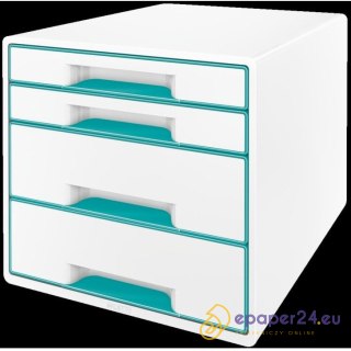 POJEMNIK 4 SZUFLADY LEITZ WOW BIAŁY/TURKUSOWY