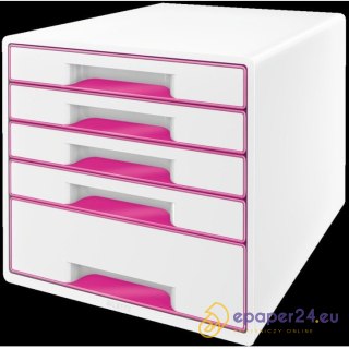 POJEMNIK 5 SZUFLAD LEITZ WOW BIAŁY/RÓŻOWY