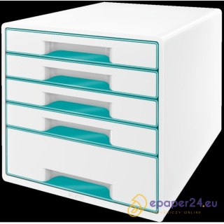 POJEMNIK 5 SZUFLAD LEITZ WOW BIAŁY/TURKUSOWY