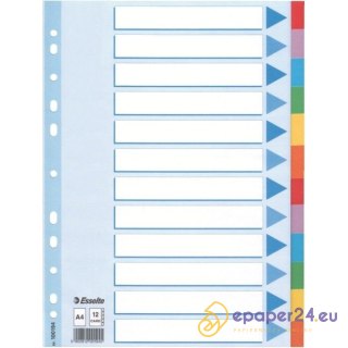 PRZEKŁADKI KARTONOWE ESSELTE A4 INDEX 12 KOLORÓW