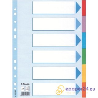 PRZEKŁADKI KARTONOWE ESSELTE A4 INDEX 6 KOLORÓW
