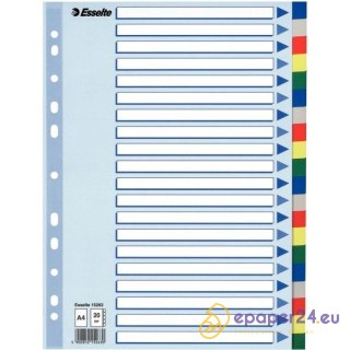 PRZEKŁADKI PP ESSELTE A4 INDEX 20 KOLORÓW