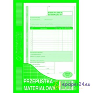 PRZEPUSTKA MATERIAŁOWA A5 (O+1K)