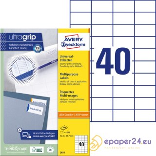 ETYKIETY A4 AVERY 52,5*29,7mm BIAŁE (100)