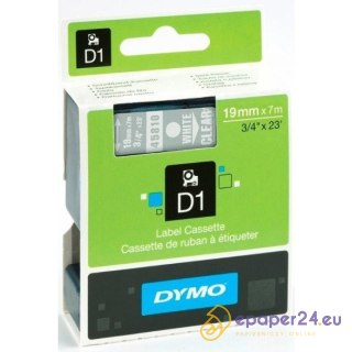 TAŚMA DYMO D1 19mm*7m PRZEZROCZYSTA (BIAŁY TEKST)