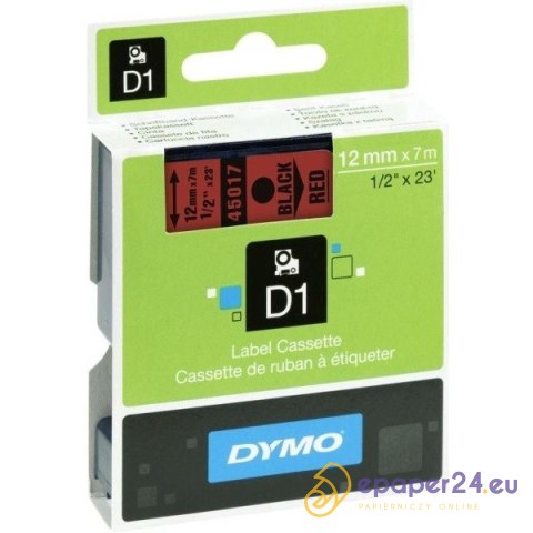 TAŚMA DYMO D1 12mm*7m CZERWONA (CZARNY TEKST) TAŚMA DYMO D1 12mm*7m CZERWONA (CZARNY TEKST)