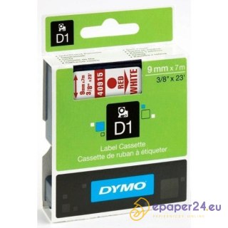 TAŚMA DYMO D1 9mm*7m BIAŁA (CZERWONY TEKST)