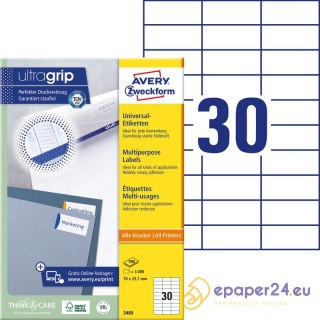 ETYKIETY A4 AVERY 70*29,7mm TRWAŁE BIAŁE (100)