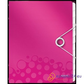 Teczka PP z gumką Leitz Wow A4 12 przekładek różowa