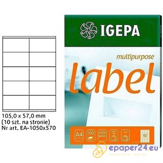 ETYKIETY A4 IGEPA 105*57,0mm BIAŁE (100)