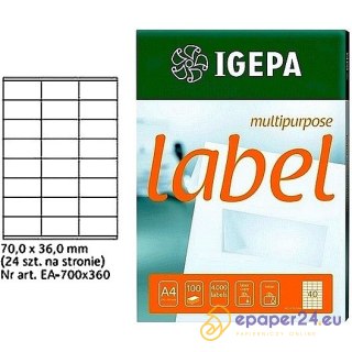ETYKIETY A4 IGEPA 70,0*36,0mm BIAŁE (100)