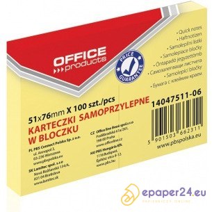 Karteczki Office Products 51x76mm żółte (100)