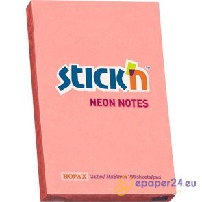 KARTECZKI STICK'N 51*76mm CIEMNORÓŻOWE NEON (100)