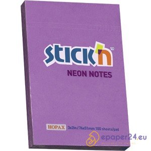 KARTECZKI STICK'N 51*76mm FIOLETOWE NEON (100)