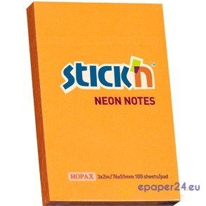 KARTECZKI STICK'N 51*76mm POMARAŃCZOWE NEON (100)