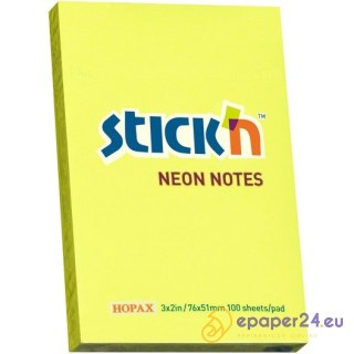 KARTECZKI STICK'N 51*76mm ŻÓŁTE NEON (100)