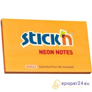 KARTECZKI STICK'N 76*127mm POMARAŃCZOWE NEON (100)