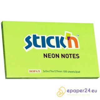 KARTECZKI STICK'N 76*127mm ZIELONE NEON (100)