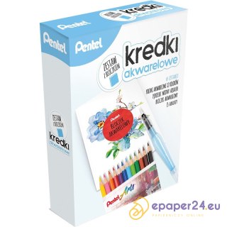 Kredki akwarelowe Pentel (+bloczek i pędzelek) 12 kolorów