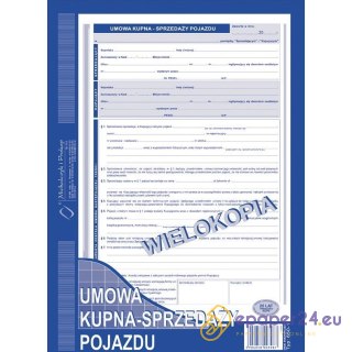 UMOWA KUPNA - SPRZEDAŻY POJAZDU A4 (WIELOKOPIA)