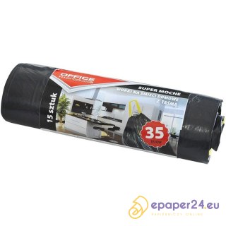 Worki na śmieci Office Products 35L LDPE z taśmą czarne (15)