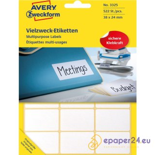 ETYKIETY AVERY 38x24mm DO OPISU RĘCZNEGO BIAŁE (522)