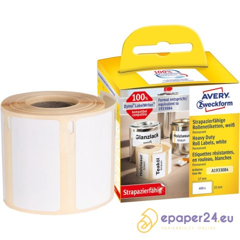 Etykiety na rolce Avery Zweckform 57x32mm Heavy Duty białe (400) Etykiety na rolce Avery Zweckform 57x32mm Heavy Duty białe (400)