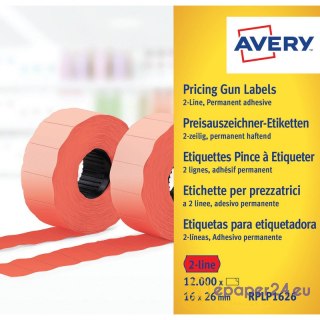 ETYKIETY DO METKOWNICY AVERY 26x16mm TRWAŁE CZERWONE (10x1200)