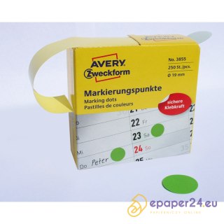 KÓŁKA AVERY śr.19mm TRWAŁE ZIELONE (250)