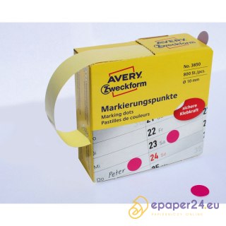 KÓŁKA AVERY śr.10mm TRWAŁE RÓŻOWE (800)